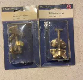 340210 West Marine 4 Inch T Bar Tbar Hatch Fastner Wing Nut Adjustable Latch Brass Lot Of 2