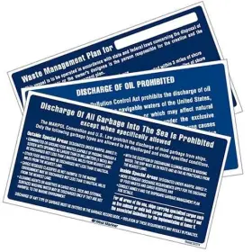 8788986 West Marine Coast Guard Required 9 Inch X 5 Waste Oil Garbage Placard Set