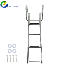 Ea1420802su Wflnhb 4 Steps Pontoon Boat Ladder Stainless Steel With Pedal Hand Railing New