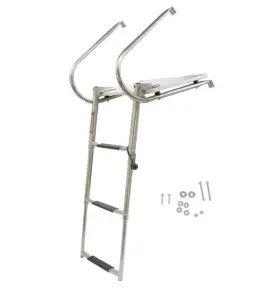 Gps3212144 Wflnhb 3 Step Stainless Steel Telescoping Boat Ladder With Platform 2 Handrails