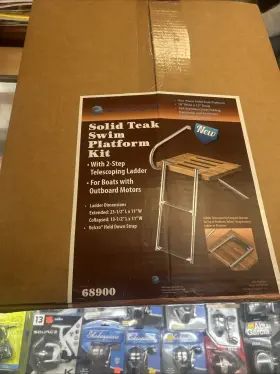 68900 Whitecap 92 Teak Swim Platform With 2-step Telescoping Ladder F/boats Without Utboard
