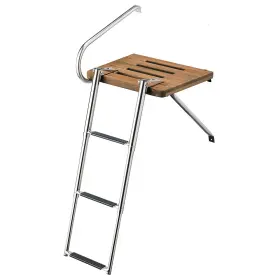 68902 Whitecap 92 Teak Swim Platform With 3-step Telescoping Ladder F/boats Without Utboard