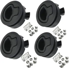 12004 Wjskdq 4pcs Boat Slam Latch 2ftft Flush Pull Latches Round Plastic Black