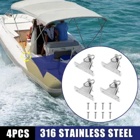 X Autohaux 734301555333 4pcs Stainless Steel Deck Hinge With Pin And Ring For Bimini Boat Top Kayak