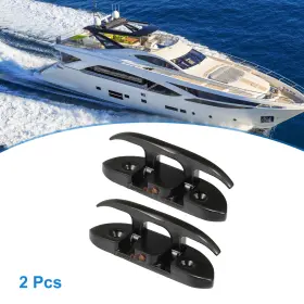 X Autohaux 734301982863 2 Pcs 5 Inch 120mm Stainless Steel Flip Up Dock Cleat Handle For Boat Black
