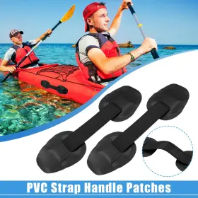 X Autohaux 743151896299 2pcs Universal Pvc Kayak Seat Strap Patches Carry Grab Handle For Canoe Black
