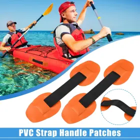 X Autohaux 743151896305 2 Pcs Universal Pvc Kayak Seat Strap Patches Carry Grab Handle Canoe Orange