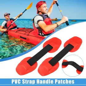 X Autohaux 743151896329 2pcs Universal Pvc Kayak Seat Strap Patches Carry Grab Handle For Canoe Red