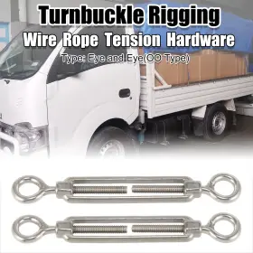 X Autohaux 782685846028 2pcs M6 Eye To Turnbuckle Wire Rope Tension 304 Stainless Steel Hardware