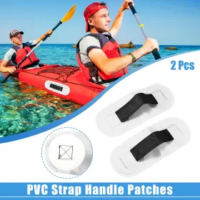 X Autohaux 786527713516 2pcs Pvc Strap Handle Patches Carry Grab For Raft And Surfboard White
