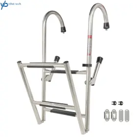 Yi216195t Yibei-tech Stainless Steel Anti Slip 2 Step Folding Telescoping Ladder Dock