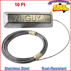 8059617 Zimar 1 - Zinc Anode With 10ft. Stainless Steel Cable For Boat Lifts Easy To Install
