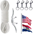 Flag Rope And Clips Kit - 50FT Pole Halyard With Cleat Hook & 4 Pcs Sw New. Price: $24.07.