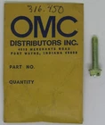 New Omc Outboard Marine Corp. Boat Oem Screw Part No. 316450. Price: $9.99.