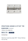 Gemlux Stainless Steel FH-2228-TM Friction Hinge 2.11" 3" Flush Mount New. Price: $35.00.