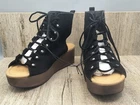 Torrid Black Suede Gladiator Sandals Wood Platform/wedge Leather Lace Up Sz 6.5W New. Price: $35.00.