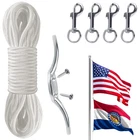 Flag Rope And Clips Kit - 50FT Pole Halyard With Cleat Hook & 4 Pcs New. Price: $23.79.