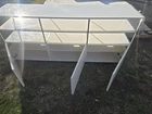 West Elm Media Console Cabinet 67" White Wood Slab Doors Shelves 3 Used. Price: $100.00.
