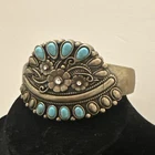 J Crew Hinge Turquoise Tiara Queen Western Brass Bracelet New Bid 4 Charity 291. Price: $29.00.