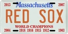 Boston Red Sox 8 Time World Series Champions Ma License Plate New. Price: $14.95.