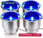 4 Pieces Led Stainless Steel Cup Drink Holder With Drain & Marine Boat Rv Ca New. Price: $50.38.