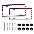 Livtee American Flag License Plate Frames, 4 Holes Stainless Steel Rwb New. Price: $18.21.