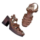 Korks Brown Gladiator Platform Sandals Wood Block Heel Studded Strappy Clogs 10 Pre-owned. Price: $39.99.