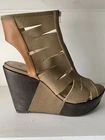 Anthropologie Farylrobin Leather Wood Platform Zip Sandals Gladiator & 7.5 New. Price: $45.00.