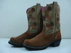 Women's 9.5 Ariat 16230 Doll Baby Brown Floral Suede Square Toe Cowboy Boots Pre-owned. Price: $129.99.