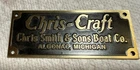 Chris Craft Hull Plate 3" X 1-1/2" .04" Brass, Reproduction New. Price: $48.00.