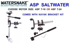 Watersnake Asp Saltwater Electric Trolling Motor With Kayak Bracket Boat Canoe New. Price: $263.31.