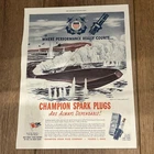 Saturday Evening Post Magazine Cut Out Advertising Champion Spark Plugs Boat War Used. Price: $17.98.