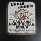 Original Vintage Label Uncle John's Cane & Maple Syrup Boston Mass Embossed New. Price: $6.79.