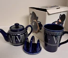 James Sadler Millennium Mug Toast Rack Set Cobalt Used. Price: $65.00.