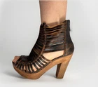 Sbicca Yani Huarache Leather Wood Platform Chunky Sandals Gladiator 8 Fits 7 Pre-owned. Price: $35.00.